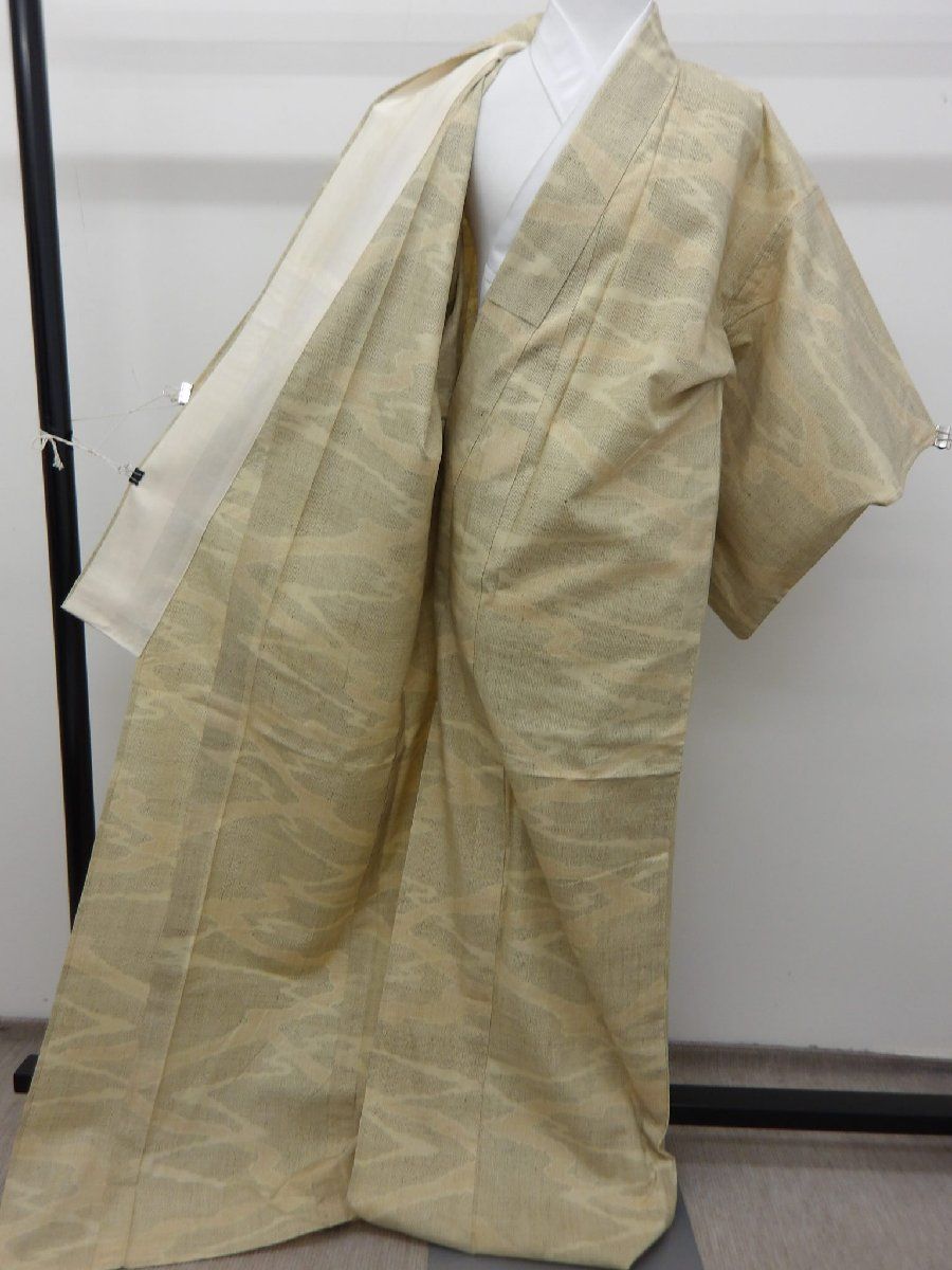 P40360 本場 結城紬 地機 百亀甲 結印 単衣 k