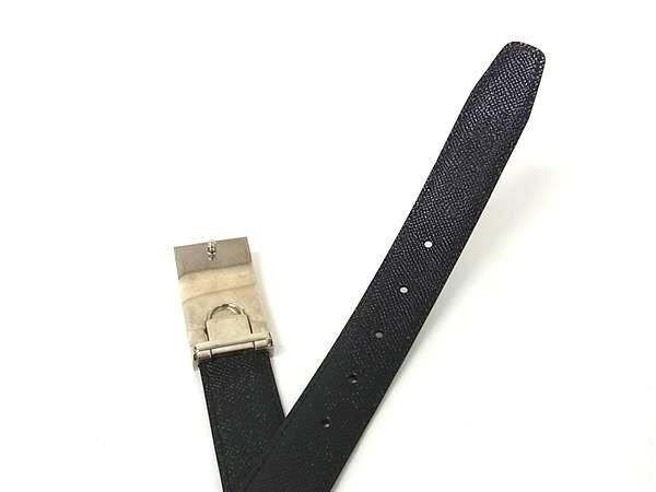 BVLGARI ブルガリ　ブラック レザーベルト　シルバー金具 BVLGARI ブルガリベルト シルバー ブラック レザー イタリア製