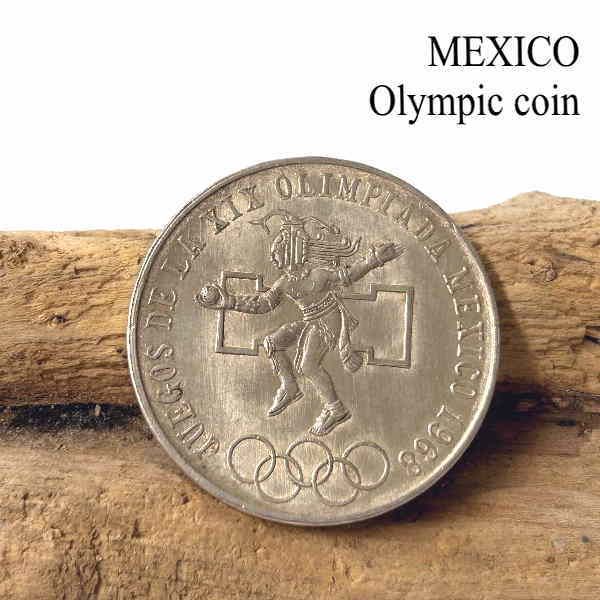 coin-66 メキシコ オリンピック記念銀貨 25 ペソ 1968年 コイン 銀72％ コンチョ クラフト材料