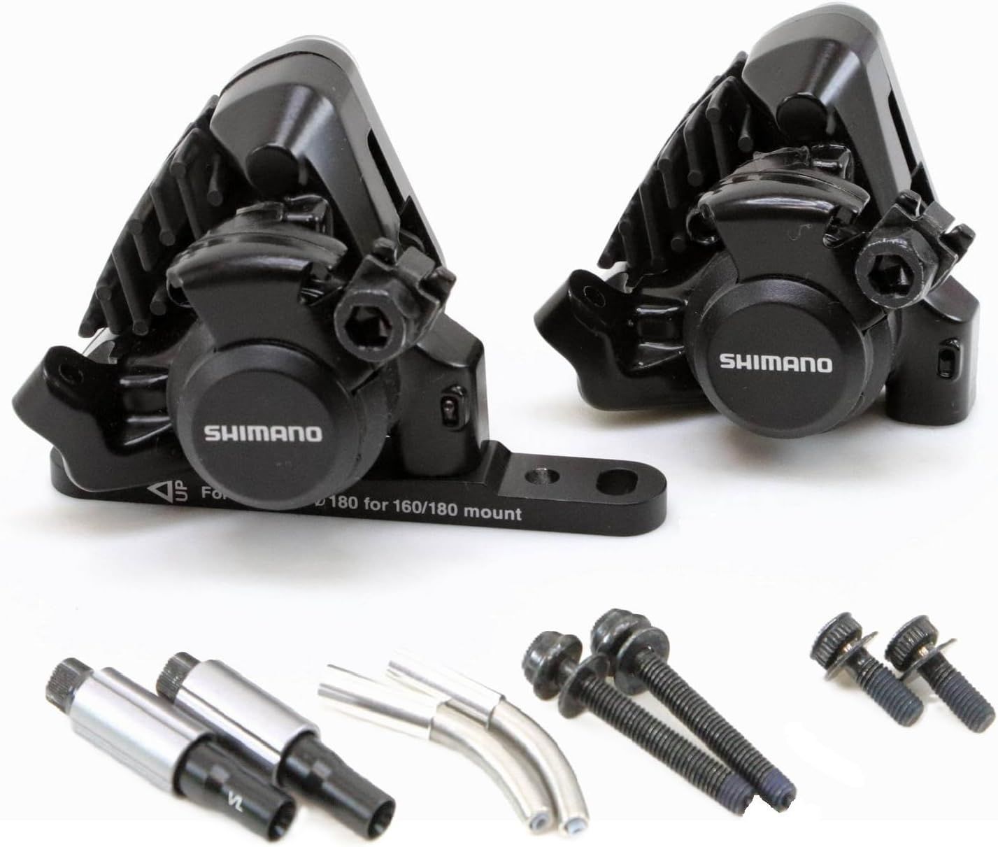 シマノ SHIMANO 軽量 高性能 ワイヤ式 フラットマウント メカニカルディスクブレーキ キャリパー BR-RS305-F|R 前後 ローター無 L05A-RF レジン フィン付きパッド ブラック EBRRS305RDRF EBRRS305F4RF