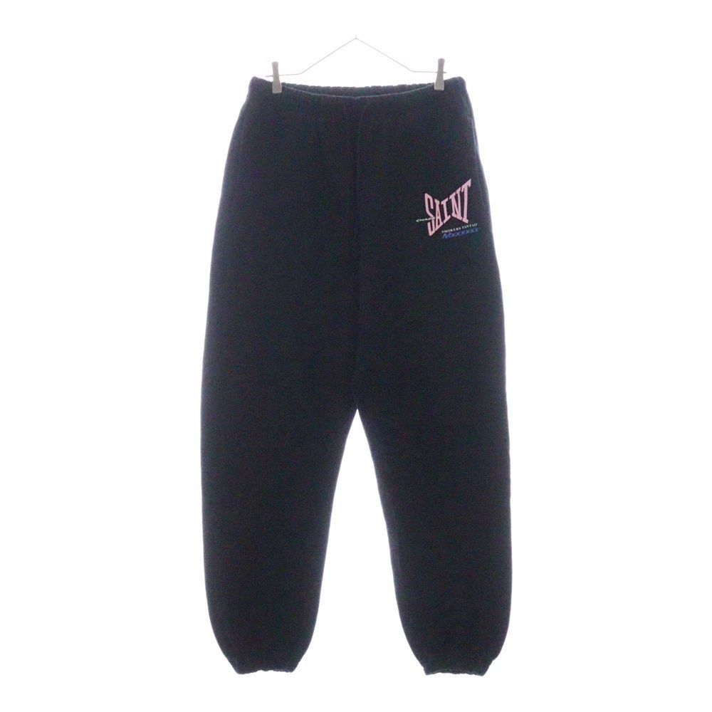 SAINT MICHAEL セントマイケル 25SS SWEAT PANTS RIBON SAINT ロゴプリントスウェットパンツ ブラック SM-HR8-0000-056