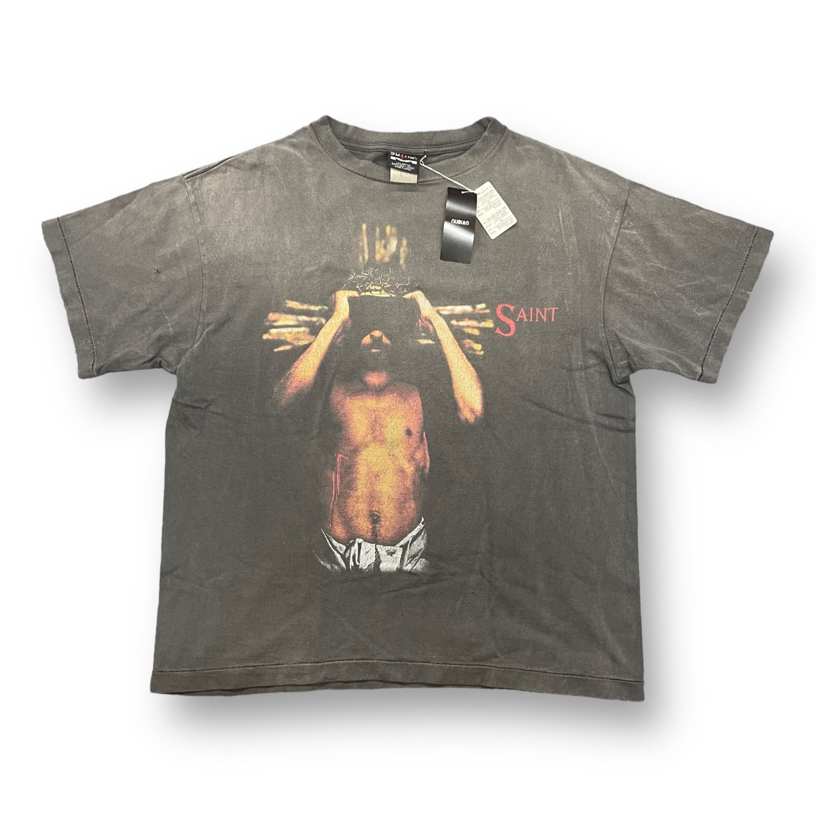 美品 SAINT MICHAEL 23SS SS TEE WE LIVE HELL / BLACK グラフィック