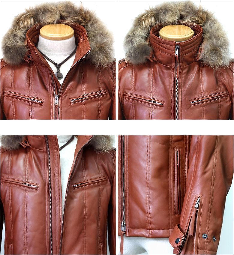 送料無料】本革ラムレザー ダウンジャケット レザージャケット