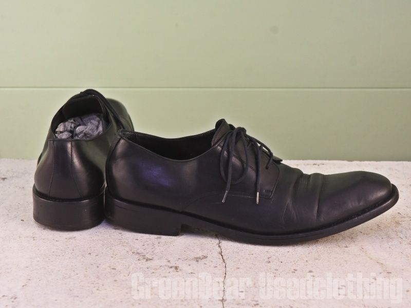 B842 イタリア製 GIORGIO ARMANI ビジネスシューズ プレーントゥ 黒 メンズ 42.5 26cm