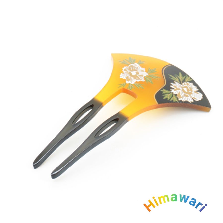 簪　かんざし　バチ型簪　本鼈甲　べっ甲　桐箱　髪飾り　着物　和装　小物 蒔絵 本べっ甲 かんざし バチ型 夜光貝で 角度により色が変化