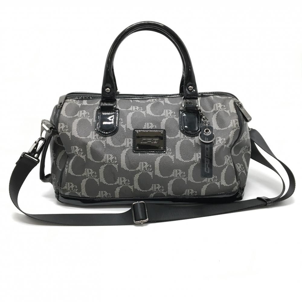 CPG 2WAYボストンバッグ グレー×白 ロゴ総柄 カートバッグ 内外ポケット付 ショルダーストラップ着脱可ゴルフ CPG