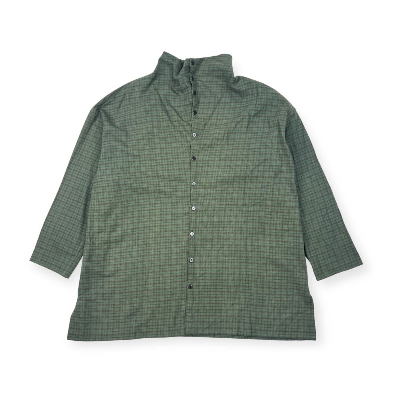 JURGEN LEHL ヨーガンレール ハイネック チェック 長袖 ネルシャツ M