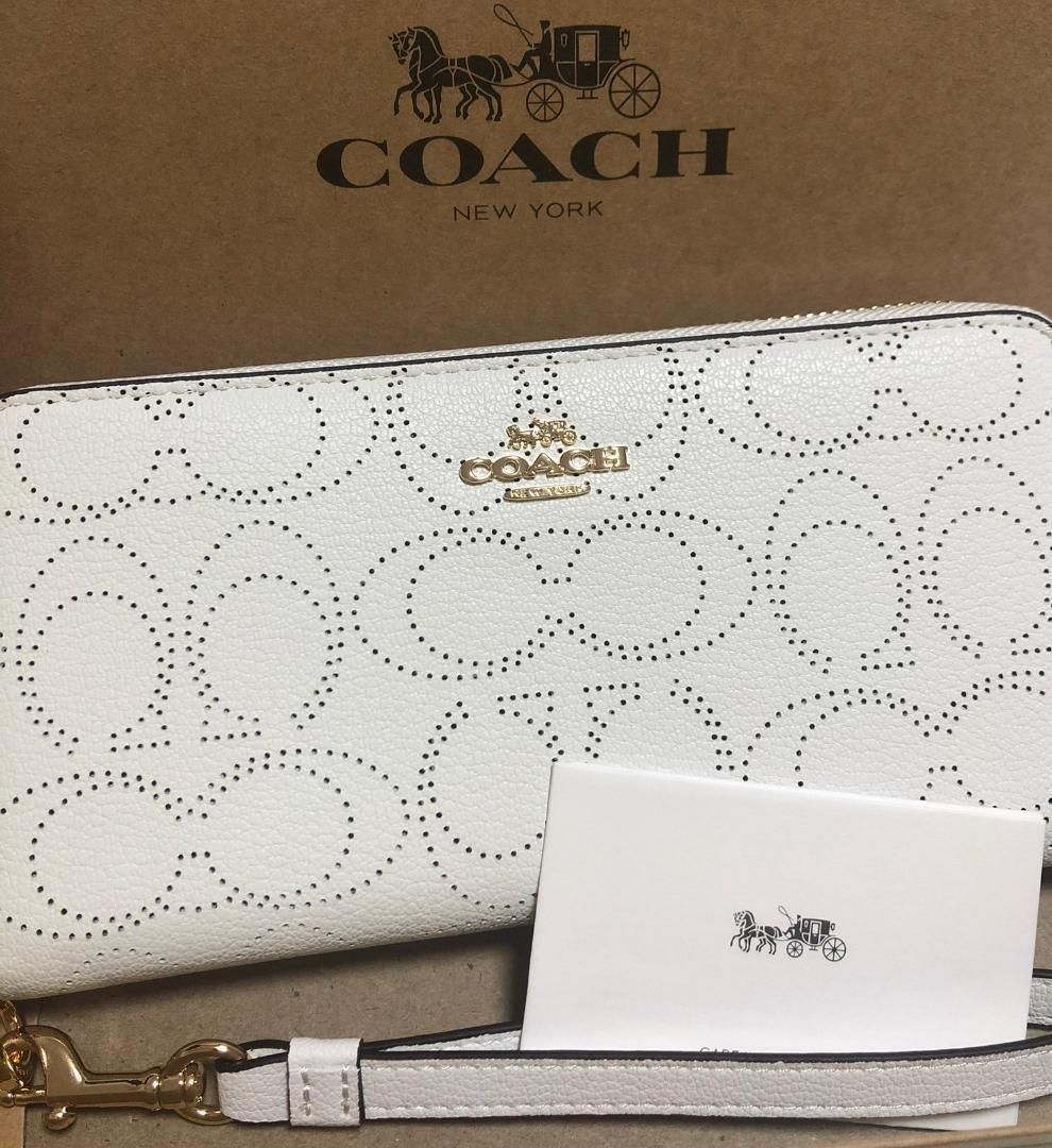 即発送可 COACH コーチ ラウンドファスナー長財布 ホワイト 白 C4715