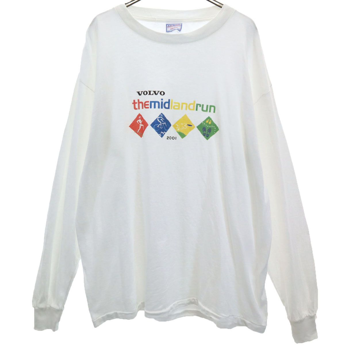 ALL SPORTS オールスポーツ 00s USA製 2001年 ランニングイベント 長袖 Tシャツ L ホワイト ロンT メンズ 古着