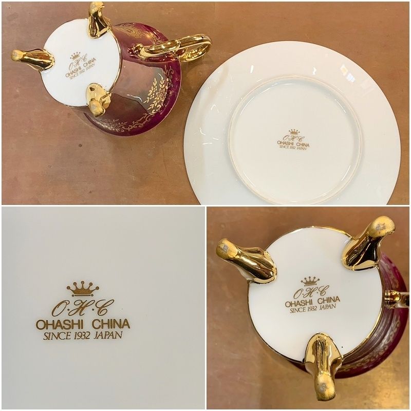 オールドノリタケ パンジー紋 ティーカップ2組 ビオラ 三つ脚 猫足 美