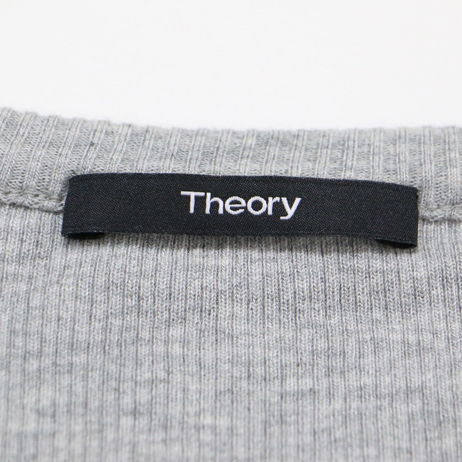 Theory - 【美品】Theory セオリー カーディガン グレー サイズ:36(9号) / リブ ロング カーディガン / COMPACT RIB FITTERD CARDIGAN ニット 長袖 クルーネック コットン レーヨン / トップス 羽織り【レディース】【中古】 美品】Theory セオリー カーディガン グレー サイズ:36(9号) / リブ