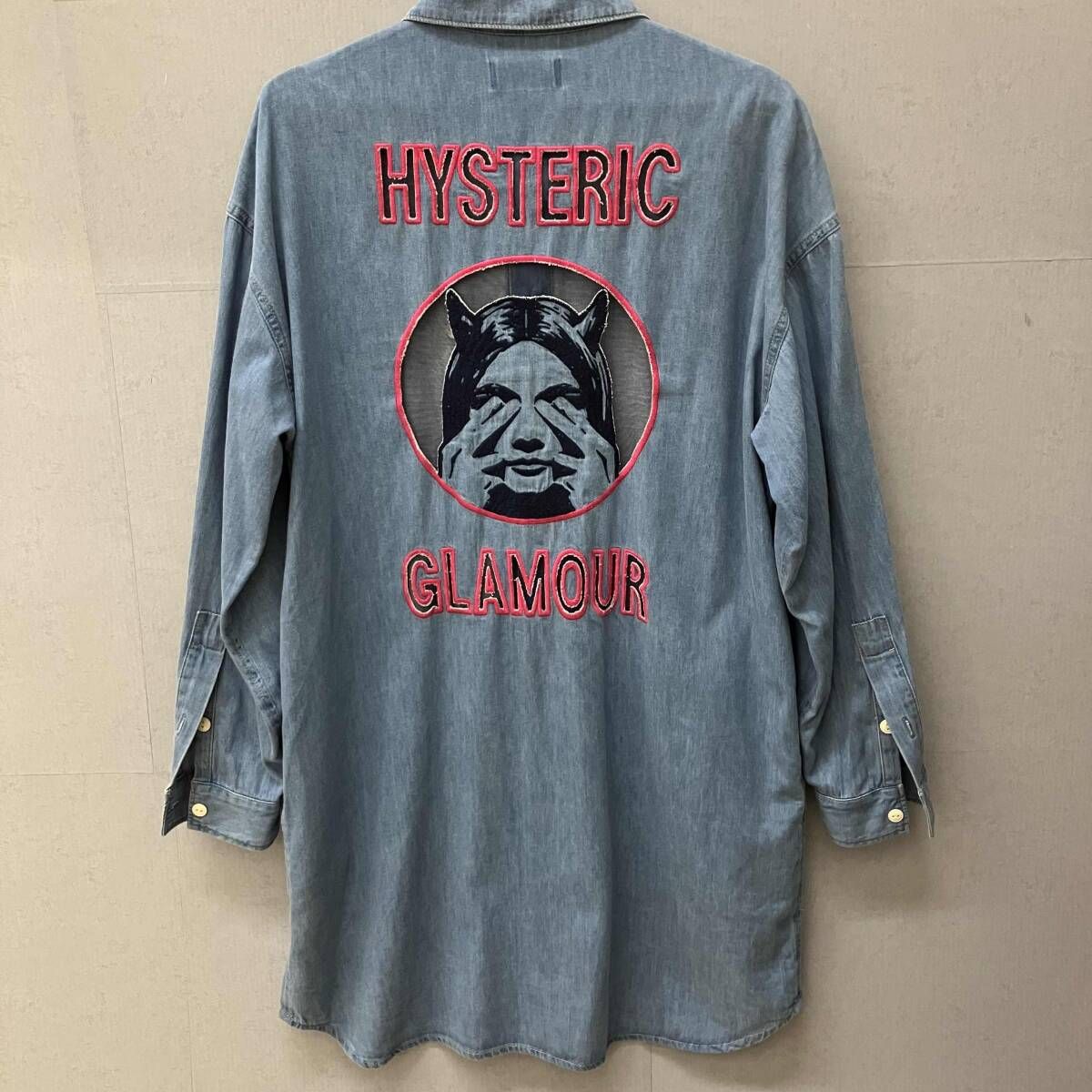 HYSTERIC GLAMOUR ヒステリックグラマー 01241AH09 長袖ワンピース デニム ブルー 背面刺繍