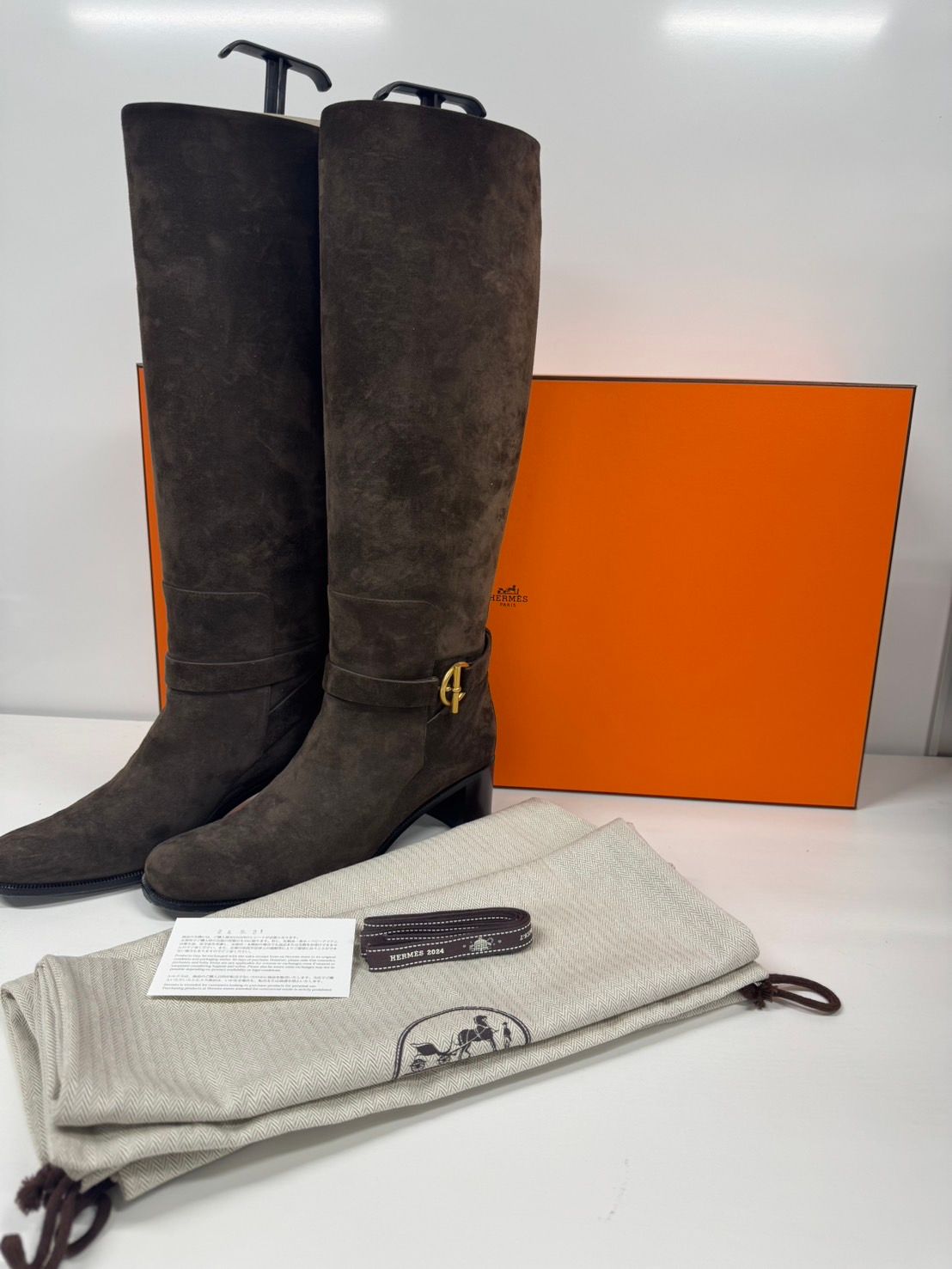 HERMES エルメス ジュスティーヌ 50 グレナンバックル ベロア