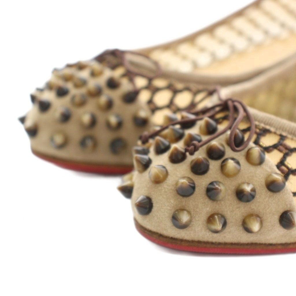 【中古】クリスチャンルブタン MIX FLAT パンプス アーモンドトゥ スタッズ 37.5 ベージュ 1160846 レディース クリスチャンルブタン Christian louboutin ミックスフラット MIX FLAT