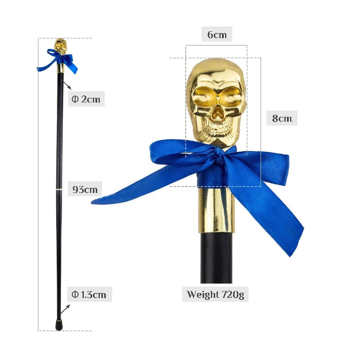 ◇ゴールド スカルヘッド ステッキ◇スチームパンク◇93cm◇仕込み杖