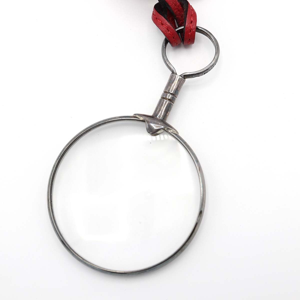 良好品　HERMES　エルメス　ルーペ　ネックレス　レザー　金属素材 エルメス ルーペネックレス ペンダント レザー×メタル シルバー