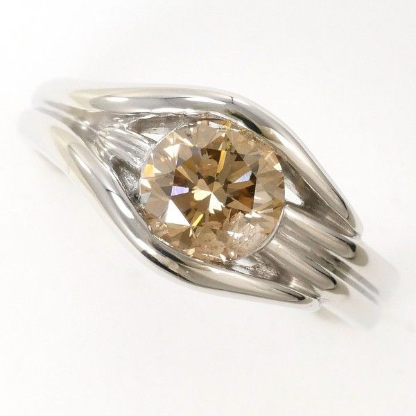 PT900 リング ring 指輪 12号 ブラウンダイヤ 1.06 鑑定書 総