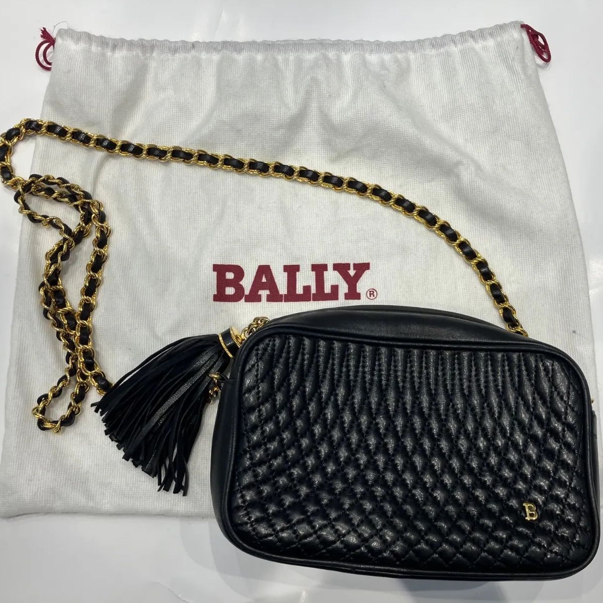 【BALLY／バリー】クリスタル ミニショルダーバッグ、ブラック、黒、保存袋付き BALLY／バリー】クリスタル ミニショルダーバッグ、ブラック、黒