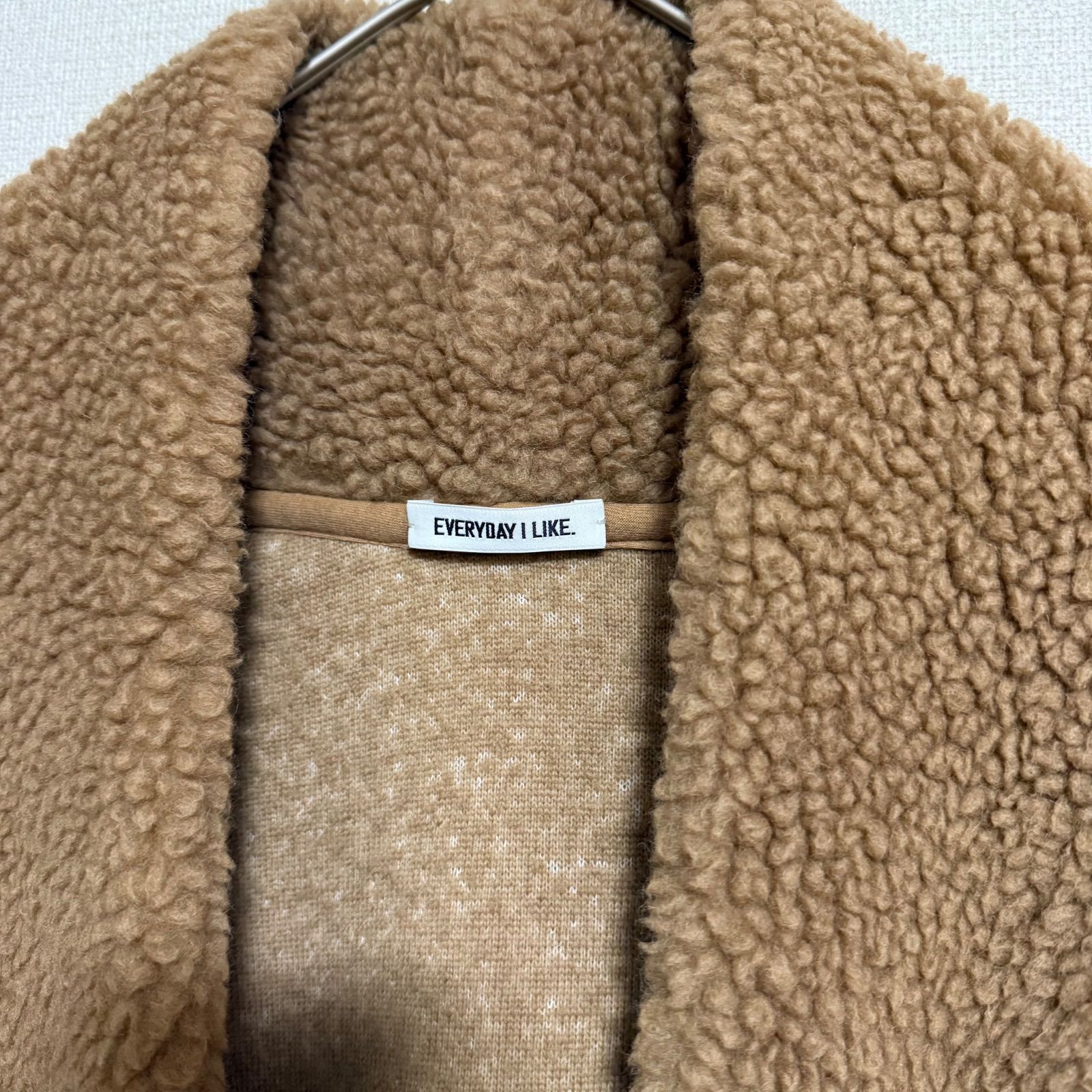 美品 EVERYDAY I LIKE. ウールキャメルボアガウンコート テディベア