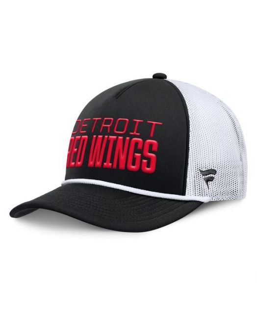 送料無料 ファナティクス メンズ 帽子 アクセサリー Men s Black|White Detroit Red Wings Heritage Dutch A-Frame Trucker Adjustable Hat Black White