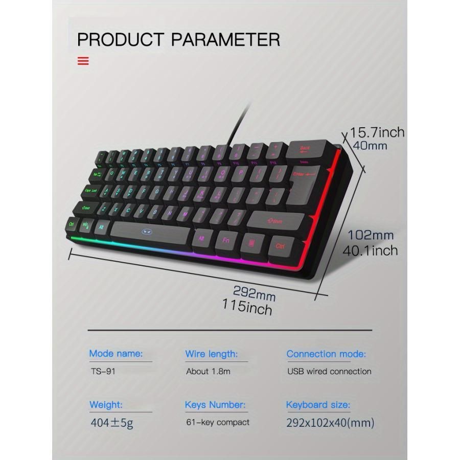 防水キーキャップタイプ有線RGBバックライトコンパクトコンピューターキーボード R5tA520