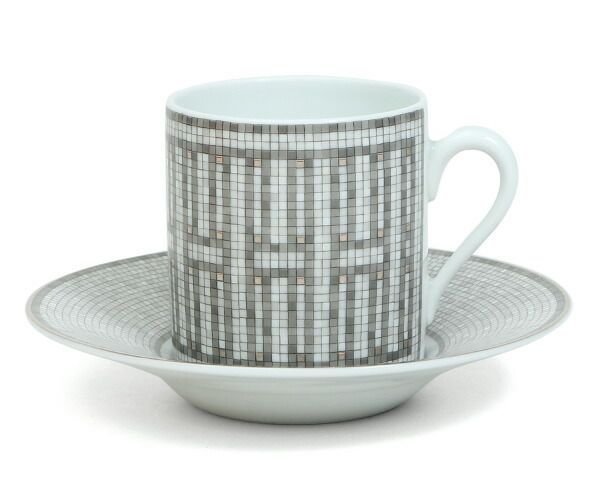 新品 エルメス モザイク プラチナ コーヒーカップ&ソーサー 新品 エルメス モザイク プラチナ コーヒーカップ&ソーサー