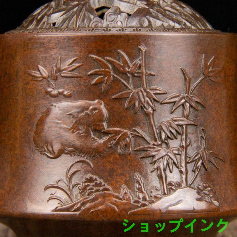 パンダ文竹薫香炉 香道具　蓋置 工芸品 美術品 置物 パンダ文竹薫香炉 香道具 蓋置 工芸品 美術品 置物 - メルカリ