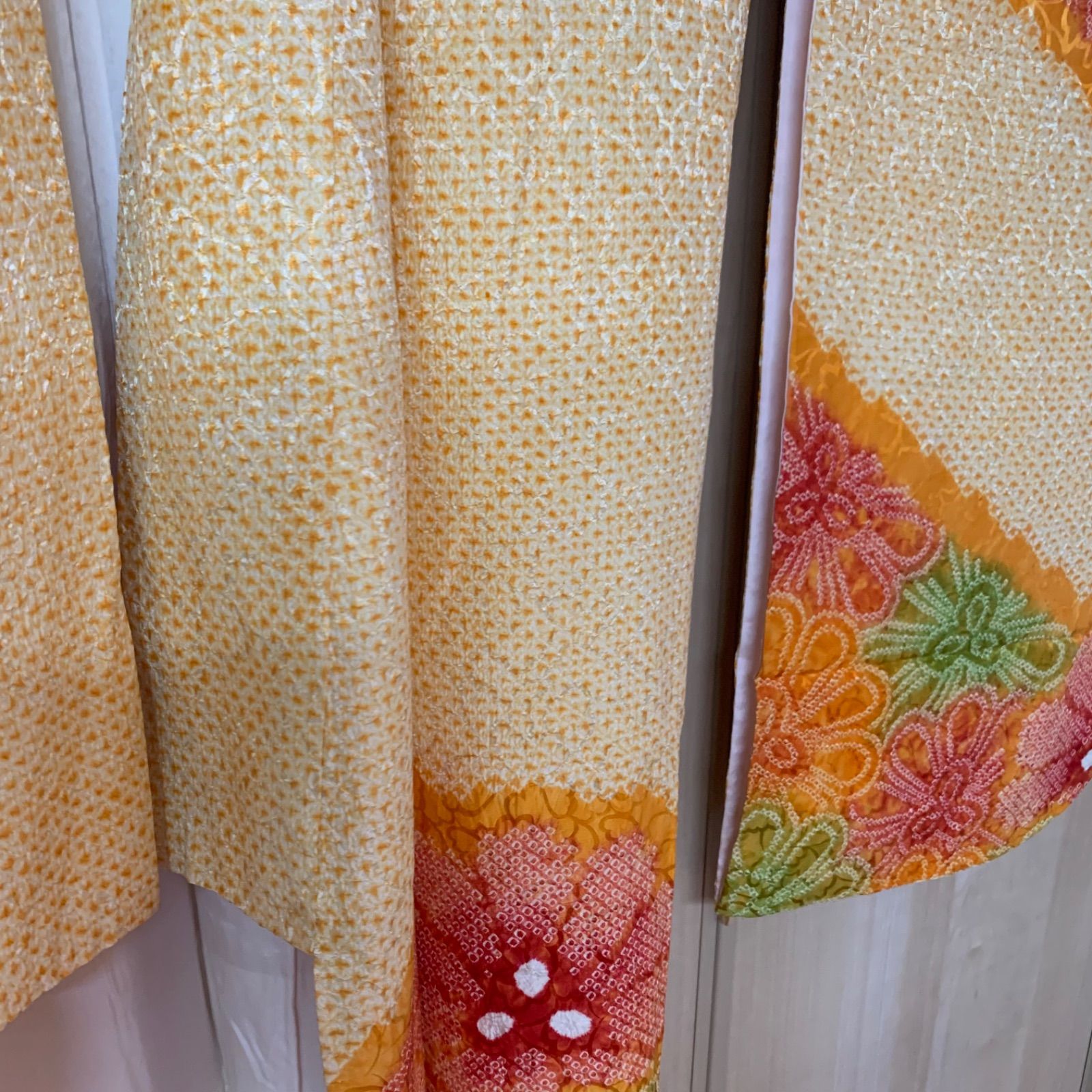 本総絞り花模様振袖 本総絞り 振袖 着物 成人式 fk69 穴あき