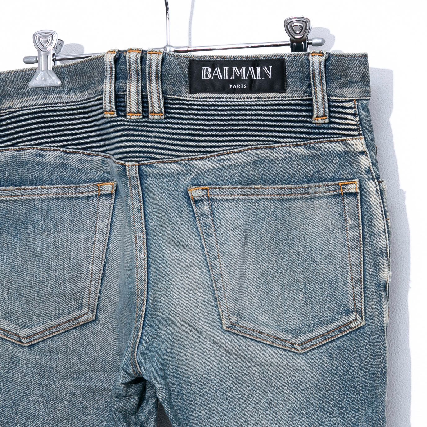 BALMAIN バルマン ジップフライ ストレッチ バイカー スキニーデニム