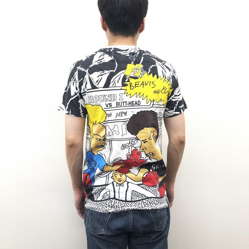 ビーバス アンド バットヘッド Tシャツ 半袖 総柄 BEAVIS AND