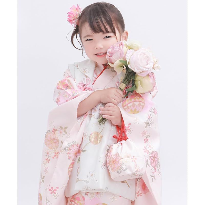 KYOETSU キョウエツ 七五三 3歳 女の子 着物 セット 被布 小物 フルセット 754 くすみ B 9 霞桃の鞠花しらべ 1 七五三 季節 年中行事 キッチン 日用品 その他