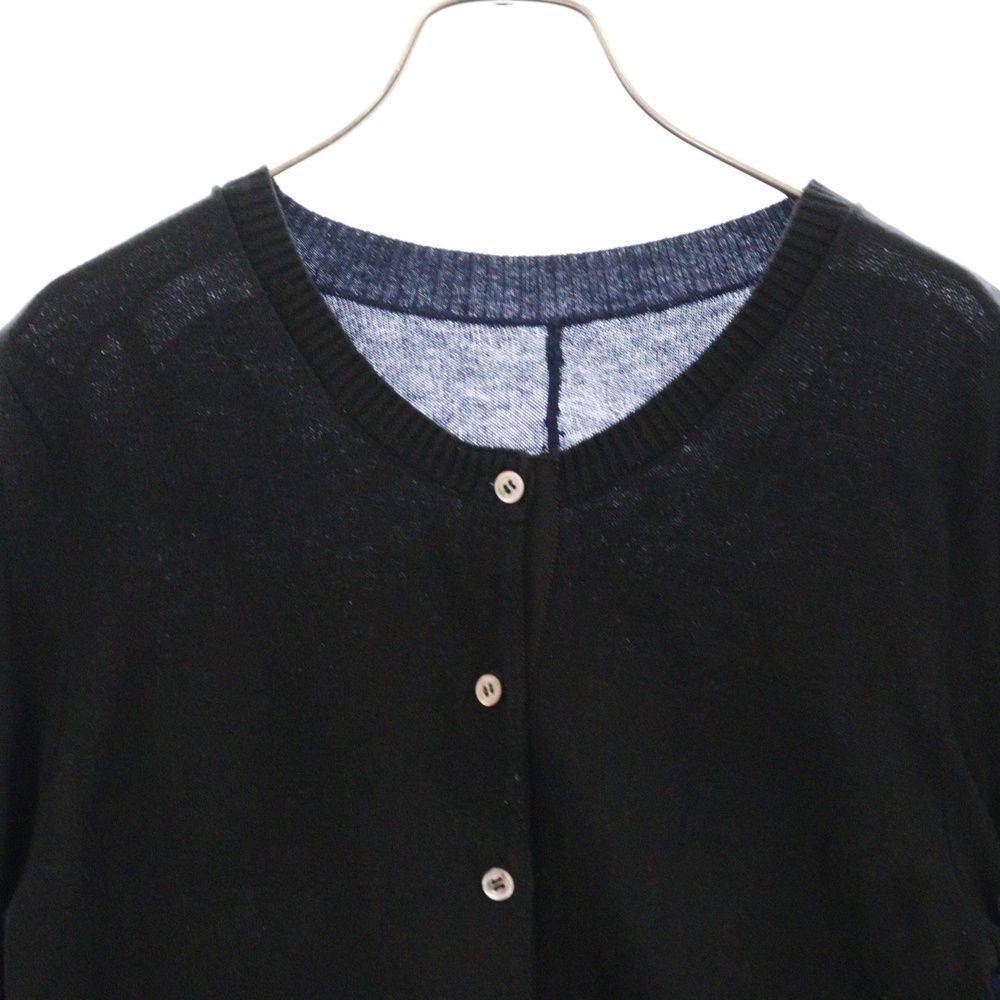 Sacai サカイ レースドッキング ウール混パネルニットカーディガン ブラック ブルー レディース 17-03326 Sacai (サカイ) レースドッキング ウール混パネルニット