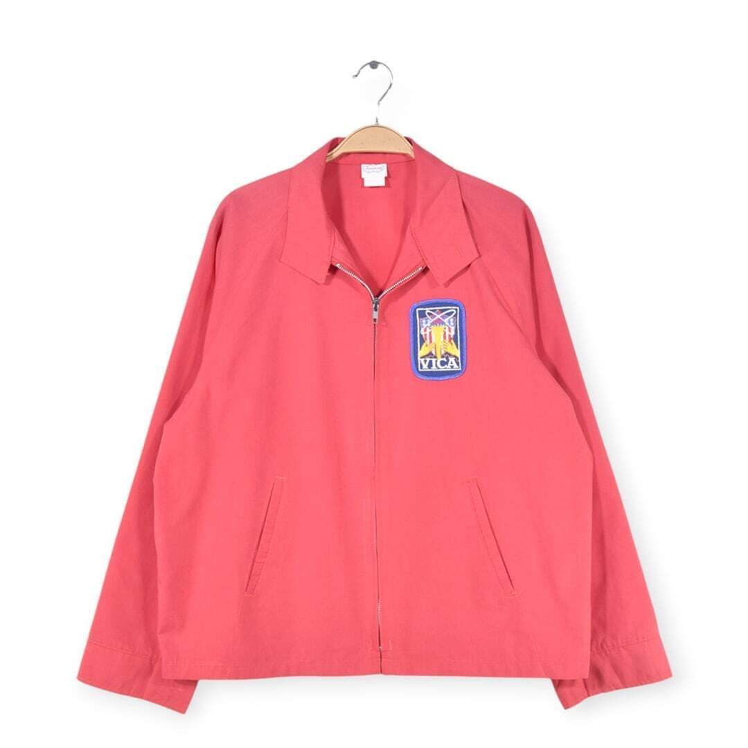 80s TAMARACK ヴィンテージ スウィングトップ ワッペン VICA ドリズラー 赤 レッド メンズL相当 古着 @DZ0579