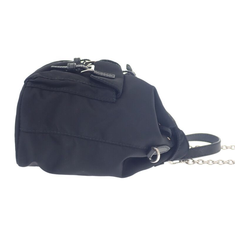 PRADA ミニバックパック 1BH029 ショルダーバッグ ナイロン サフィアーノ ブラック シルバー金具 レディース バッグ DECORATOM_COM_BR