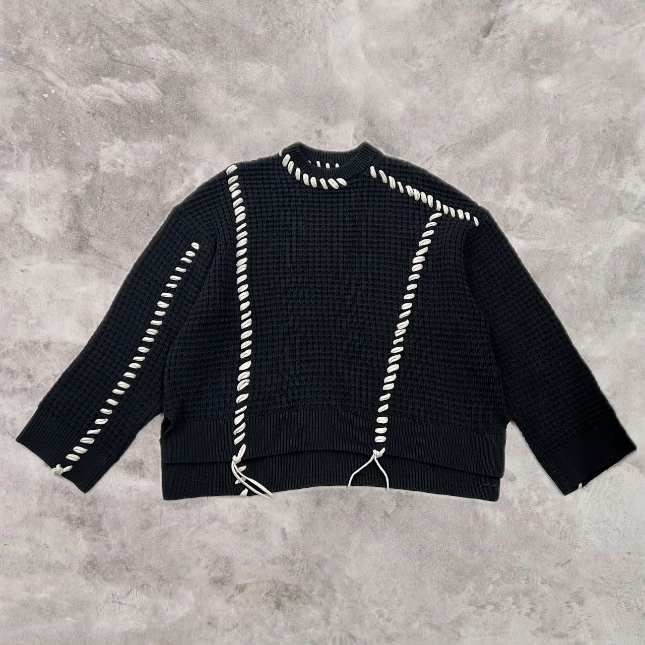 67.MAISON SPECIAL 鬼ワッフルクレイジーステッチクルーネックニット 