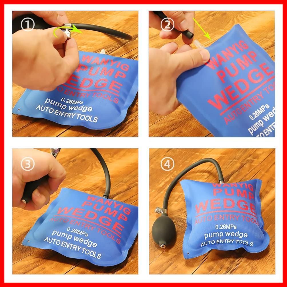 ジャッキアップ 解除 300KG対応 ドアロック 4点セット 車 補助工具 エアーウエッジ 高強度TPU製品 エアーインフレーター (小さな長方形)  WANYIG - メルカリ