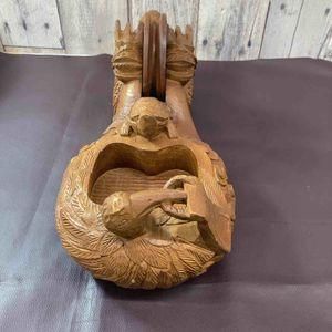 超希少】 【中古美品】 龍亀鶴 木彫り 墨壺 すみつぼ 鉋 かんな カンナ