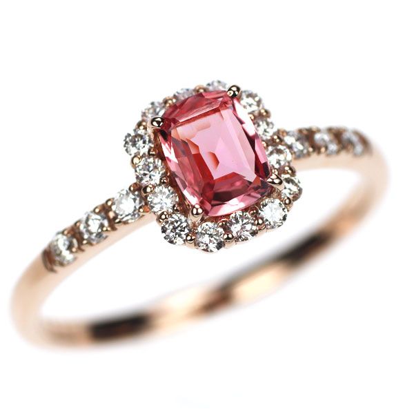 K18PG パパラチアサファイア ダイヤモンド リング 0.541ct D0.25ct