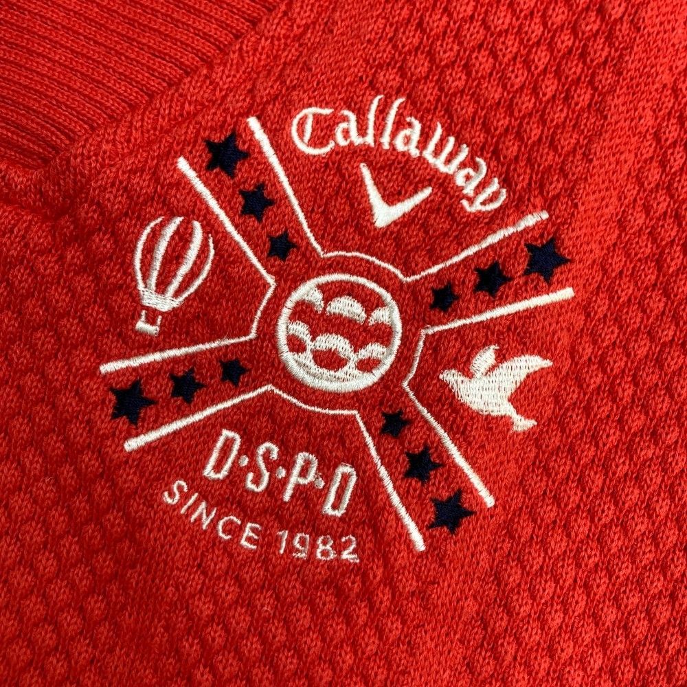 サイズ：M CALLAWAY キャロウェイ  ショールカラー ニットベスト  レッド系 [240101453454] ゴルフウェア メンズ ストスト サイズ：M CALLAWAY キャロウェイ ショールカラー ニットベスト
