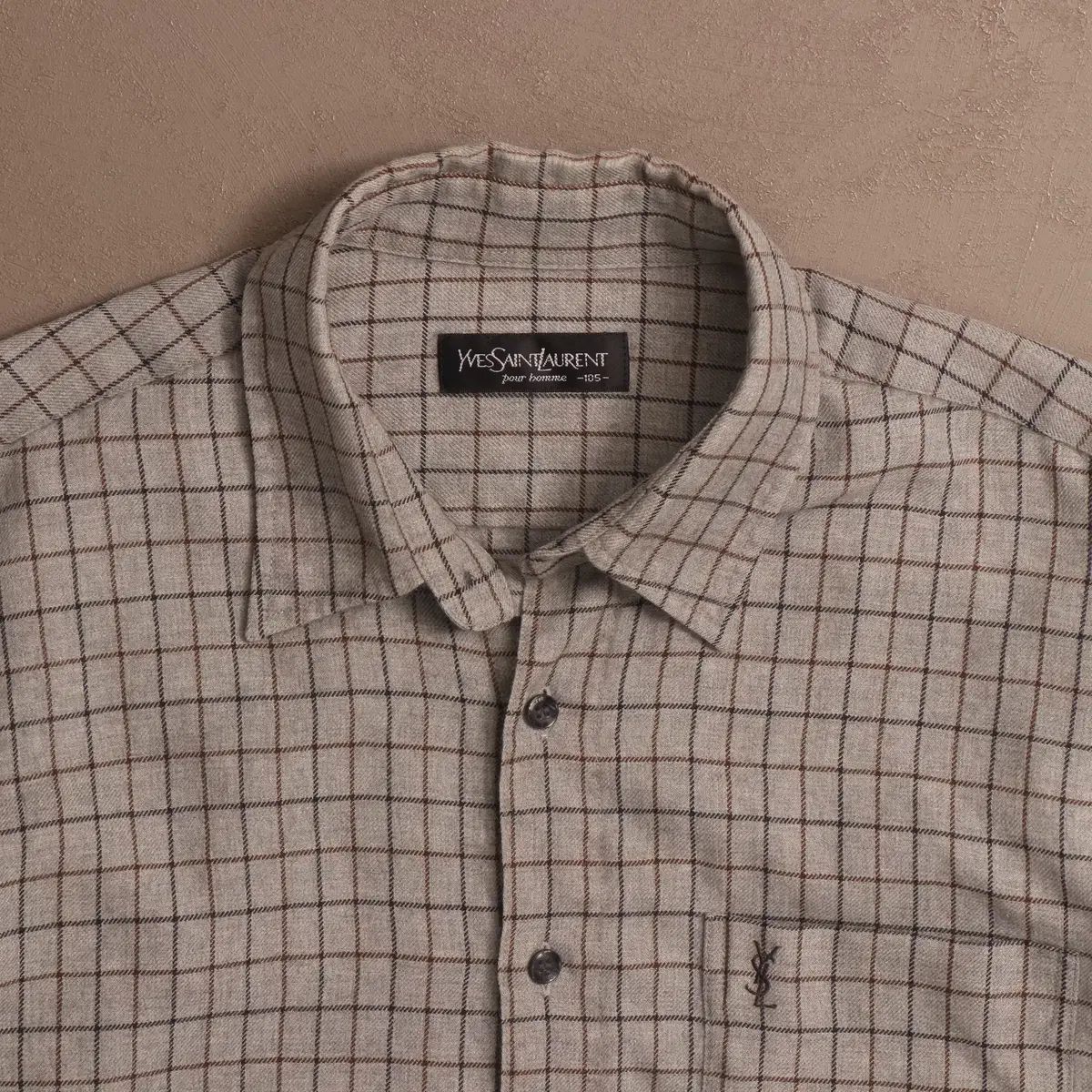 YVES SAINT LAURENT イヴ サンローラン チェック ウール シャツ A1029