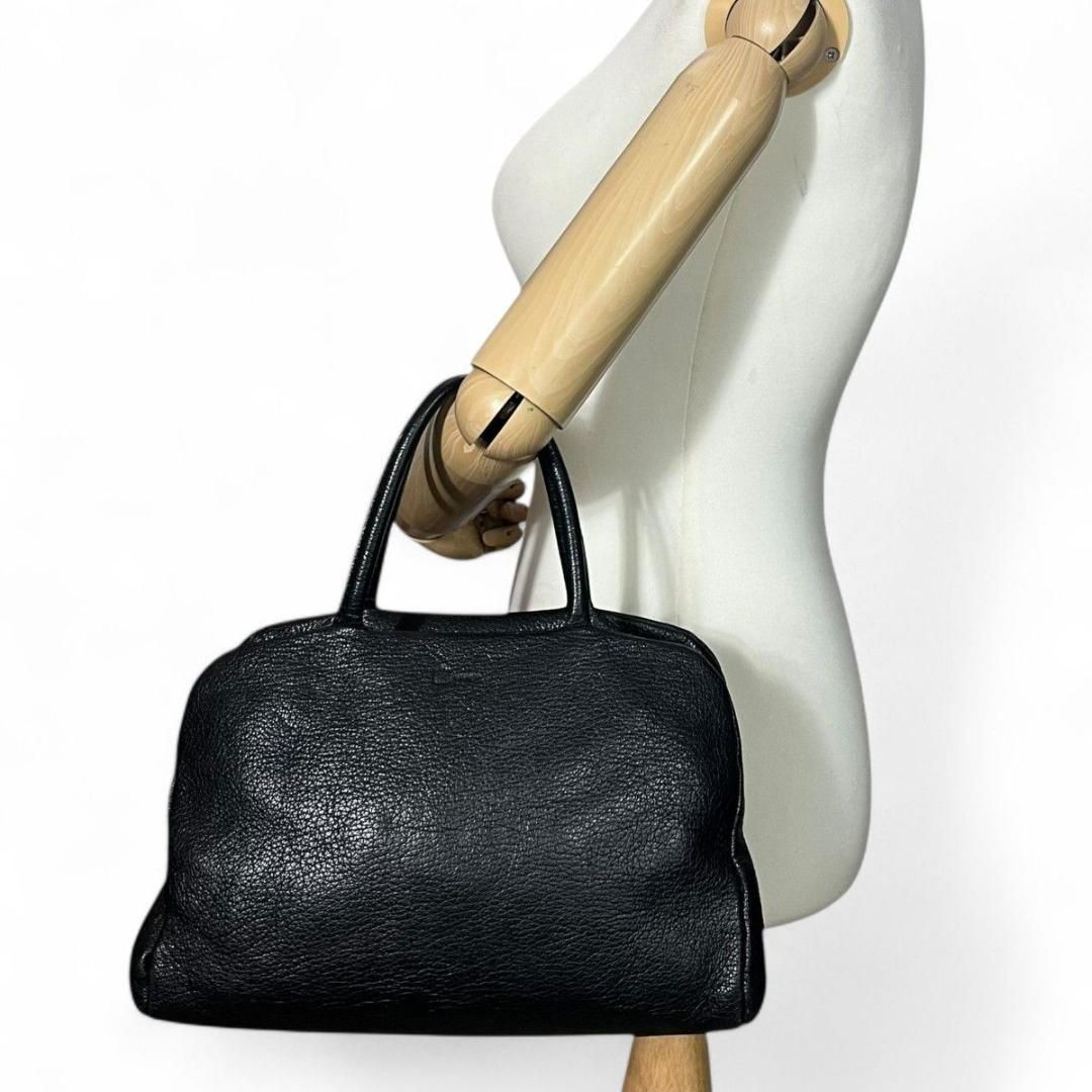 美品❀モノノグ　ガマ口　レザー　2way 黒 レザーショルダーハンドバッグ 美品 mononogu モノノグ 2way ショルダーバッグ ミニボストン がま口