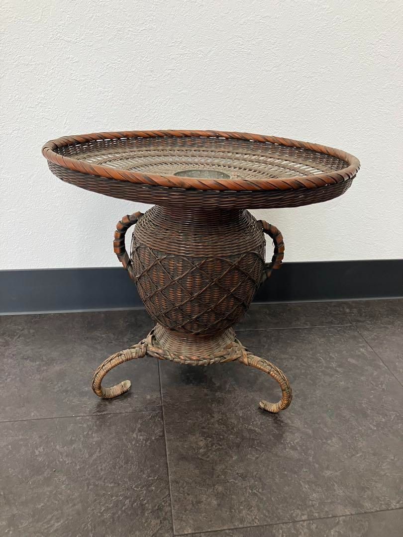 taka！古美術 生花 竹籠 花籠 唐物 花器　三足　古道具　籐 古美術 生花 竹籠 花籠 唐物 花器 三足 古道具 人気 籐