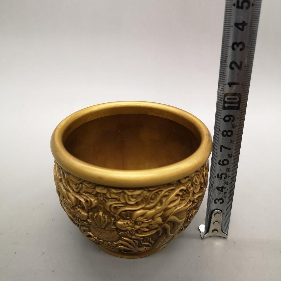 銅 細工 双竜壺 灰皿 開運 風水 招財 置物 装飾品 工芸品 - メルカリ