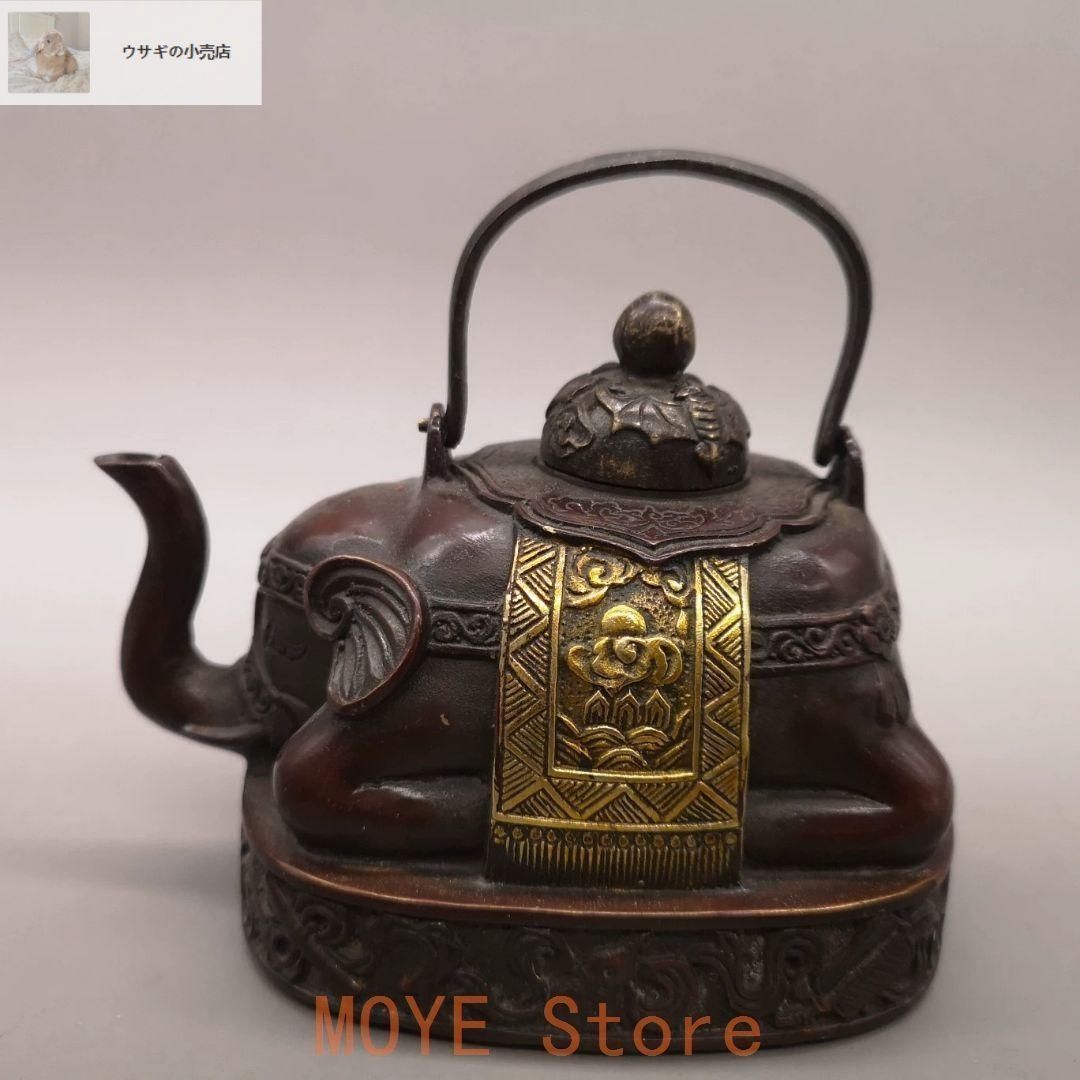 銅器 象壺 招財 吉祥 徳利 水筒 茶器 茶道具 装飾品 工芸品 置物