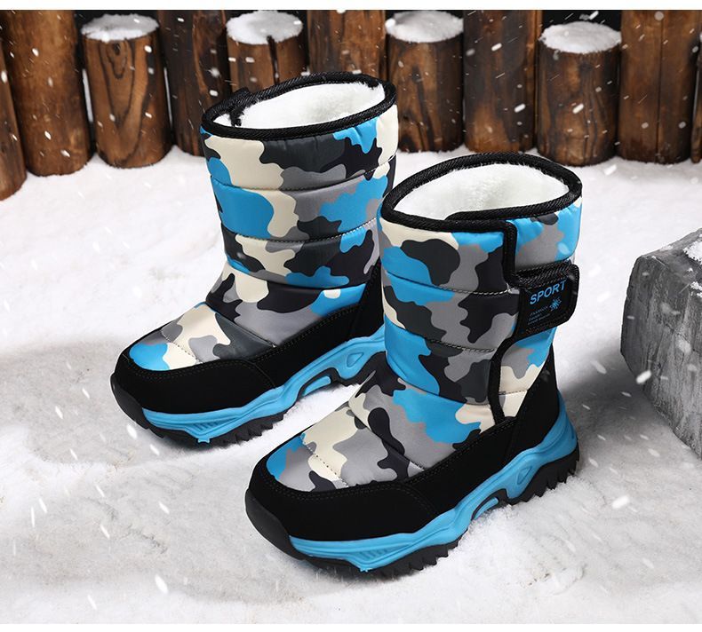 スノーブーツ キッズ 女の子 男の子 裏起毛ブーツ 雪遊び 裏ボア 迷彩柄 子供用ブーツ キッズブーツ ジュニア アウトドア 雪靴 綿靴 秋冬 シューズ キッズブーツ ミドルブーツ 防寒 防水 滑り止め おしゃれ 可愛い かわいい lhzymx01
