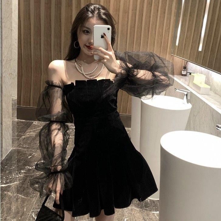 ミニワンピース ドレス ブラック 韓国 セクシー オルチャン 通販