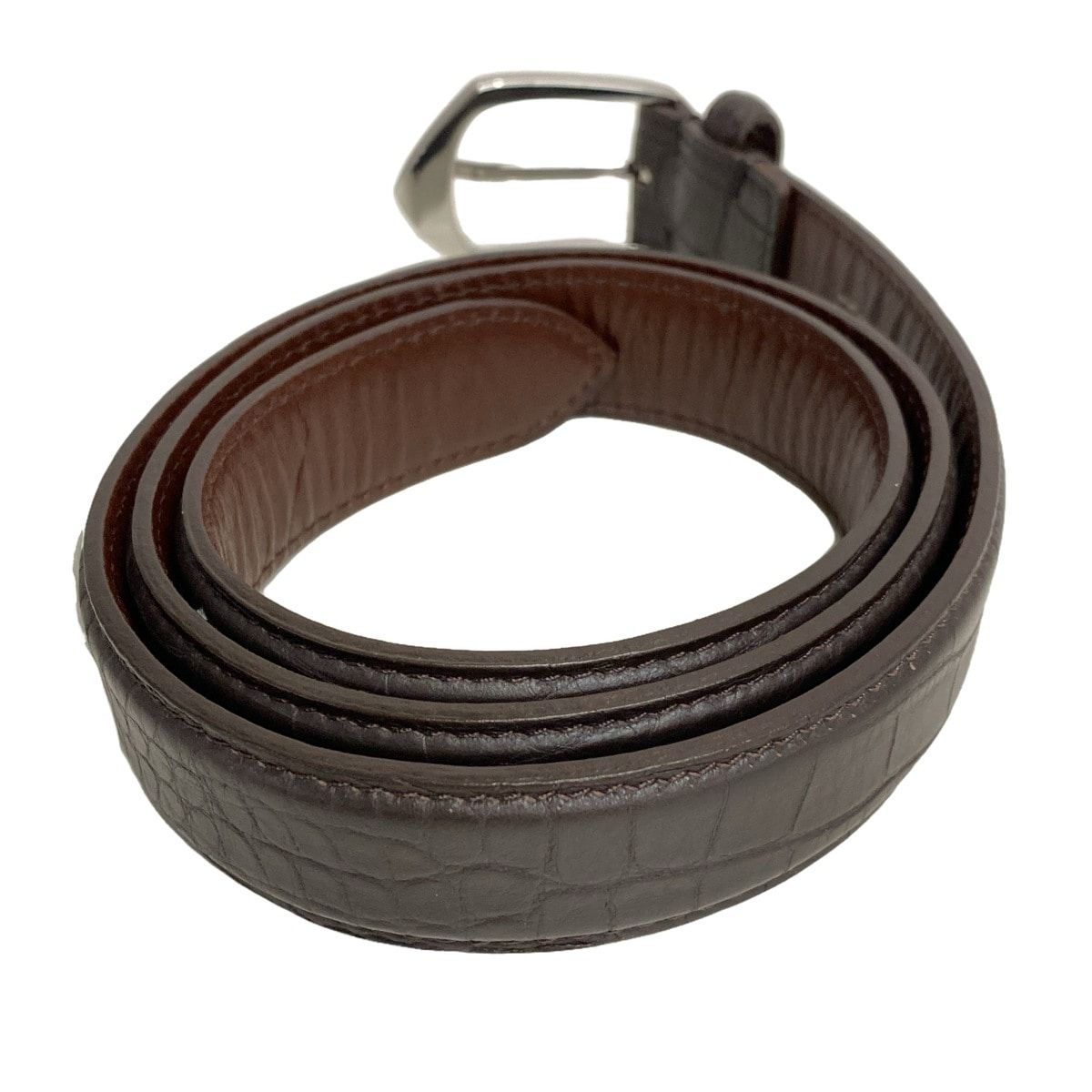 pelle morbida ペッレモルビダ ベルト Barca バルカ ダークブラウン 型押し レザー