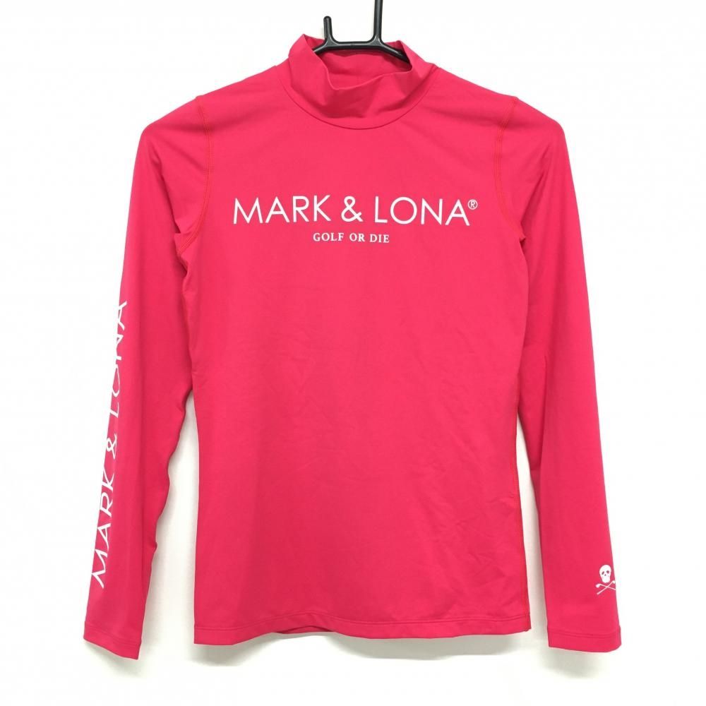 マークアンドロナ ハイネックインナーシャツ ピンク ロゴ白 レディース 38 M ゴルフウェア MARK＆LONA