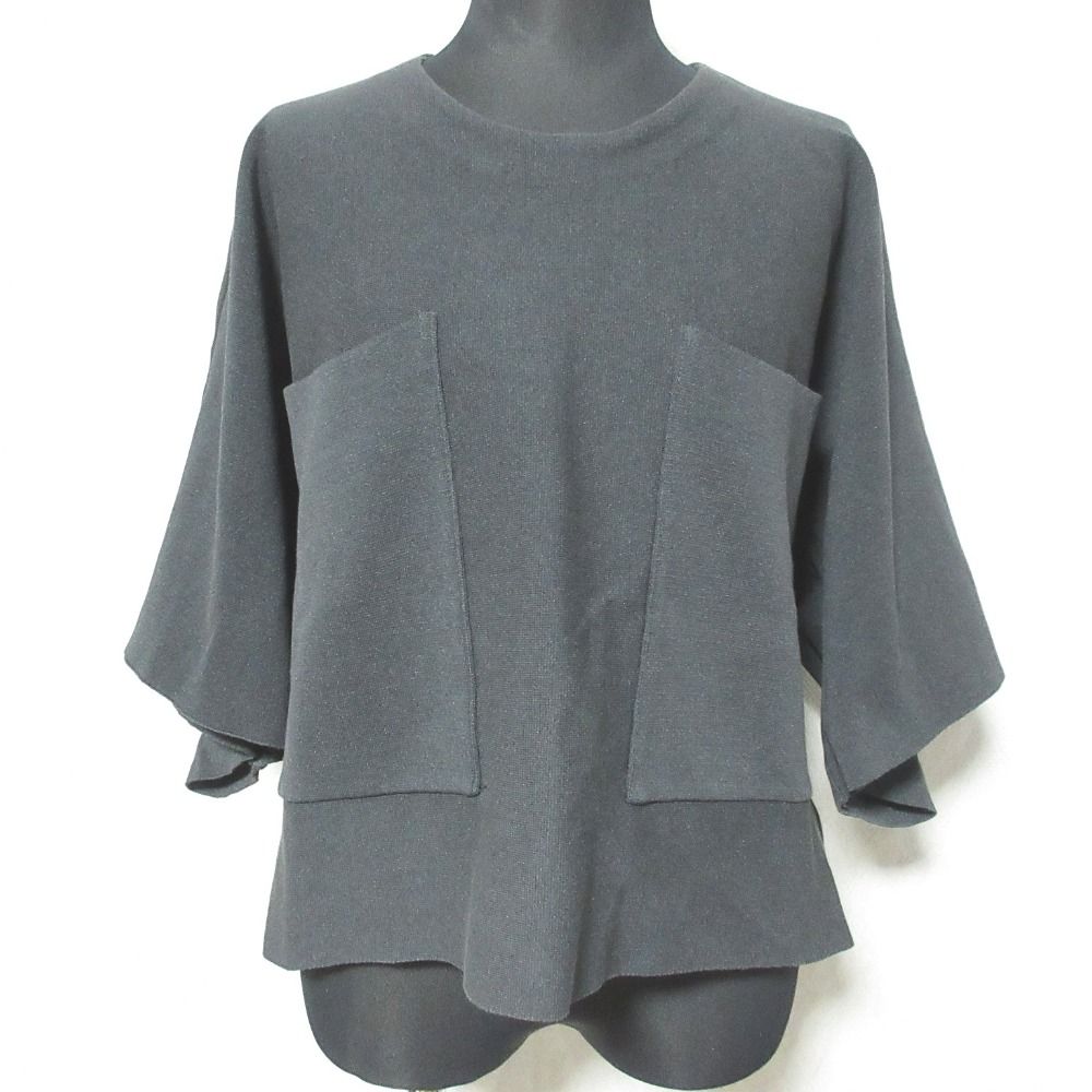 美品 23SS LOHEN ローヘン ミラノリブクロップドニット ハーフスリーブ プルオーバー カットソー LH23SS-KN010 F ダークグレー レディース 古着 中古 美品 23SS LOHEN ローヘン ミラノリブクロップドニット ハーフ