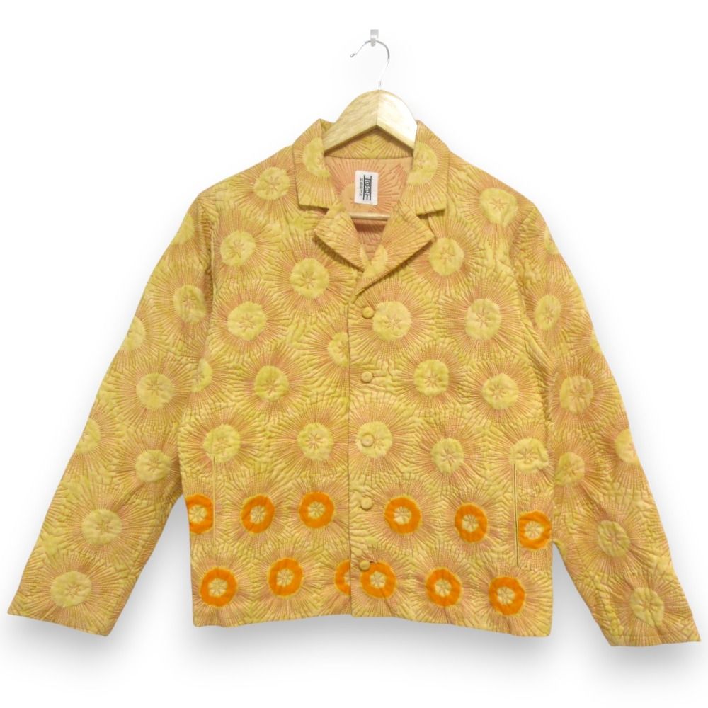 ISSEY MIYAKE HaaT イッセイミヤケハート エンブロイダリージャケット HA14FD571 サイズ2 イエロー×オレンジ レディース 古着